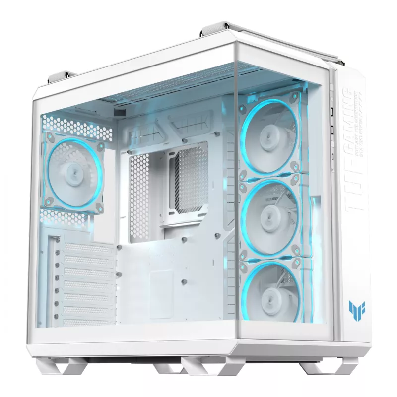 Obudowa PC ASUS TUF GAMING GT502 Horizon TG ARGB biały — Midi Tower, ATX, szkło hartowane, 4 wnęki 3,5 cala, maks. długość GPU 400 mm