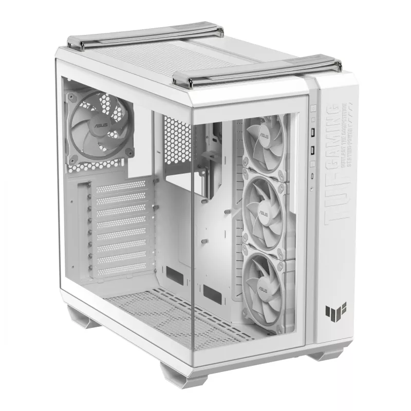 Obudowa PC ASUS TUF GAMING GT502 Horizon TG ARGB biały — Midi Tower, ATX, szkło hartowane, 4 wnęki 3,5 cala, maks. długość GPU 400 mm