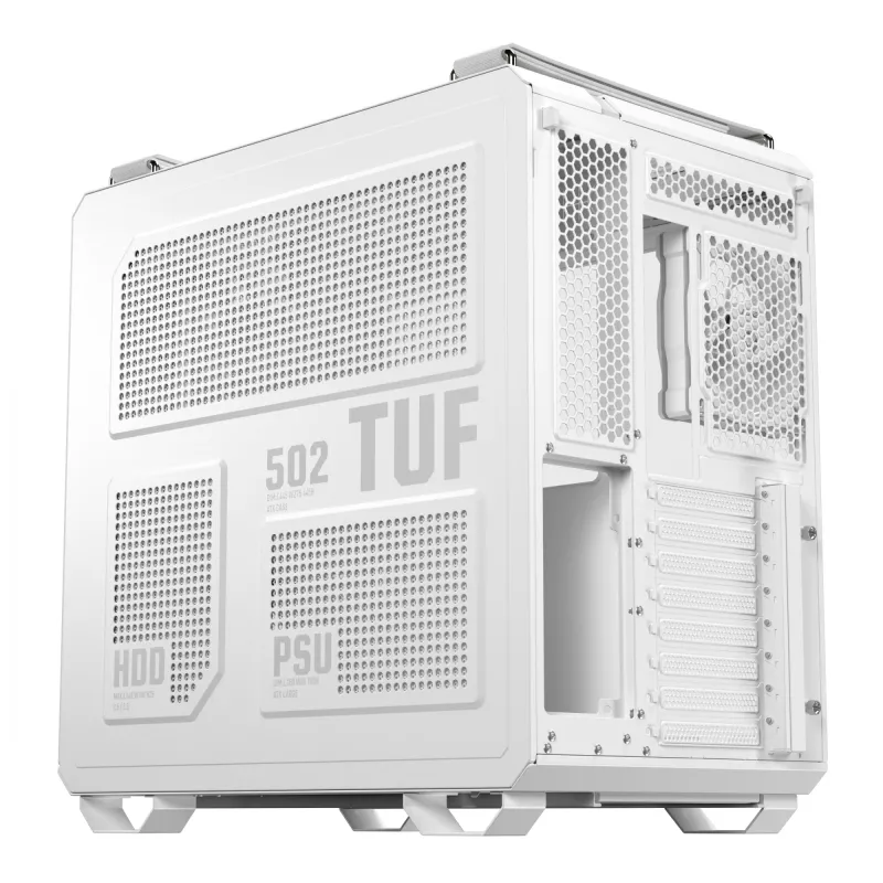 Obudowa PC ASUS TUF GAMING GT502 Horizon TG ARGB biały — Midi Tower, ATX, szkło hartowane, 4 wnęki 3,5 cala, maks. długość GPU 400 mm