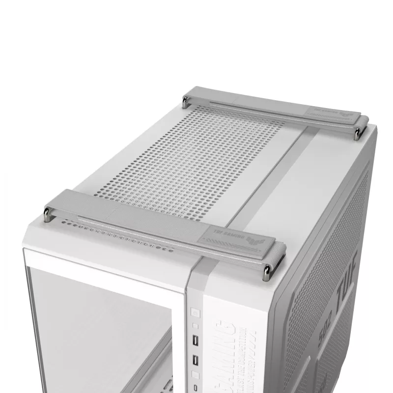 Obudowa PC ASUS TUF GAMING GT502 Horizon TG ARGB biały — Midi Tower, ATX, szkło hartowane, 4 wnęki 3,5 cala, maks. długość GPU 400 mm