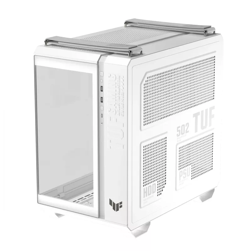 Obudowa PC ASUS TUF GAMING GT502 Horizon TG ARGB biały — Midi Tower, ATX, szkło hartowane, 4 wnęki 3,5 cala, maks. długość GPU 400 mm