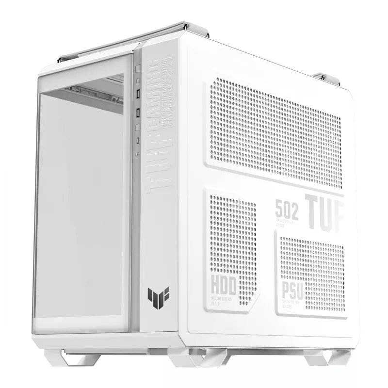 Obudowa PC ASUS TUF GAMING GT502 Horizon TG ARGB biały — Midi Tower, ATX, szkło hartowane, 4 wnęki 3,5 cala, maks. długość GPU 400 mm