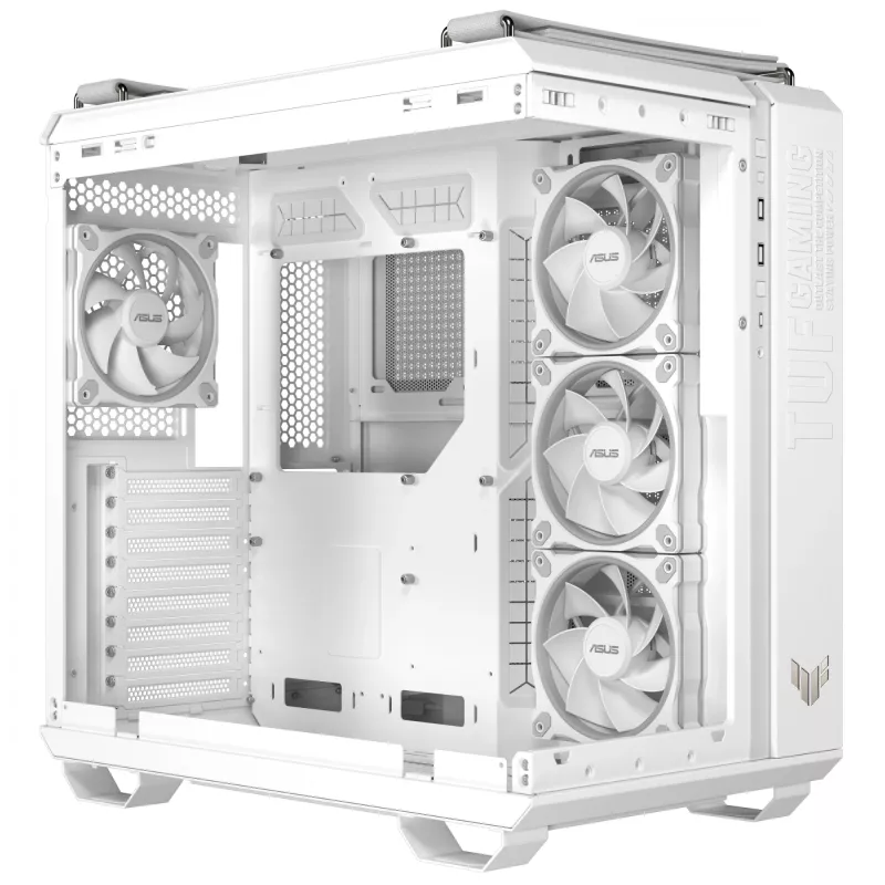 Obudowa PC ASUS TUF GAMING GT502 Horizon TG ARGB biały — Midi Tower, ATX, szkło hartowane, 4 wnęki 3,5 cala, maks. długość GPU 400 mm