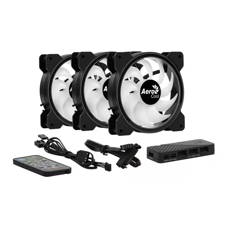 Aerocool Saturn 12F Pro ARGB wentylatory do obudowy, zestaw 3 szt. z kontrolerem, 120 mm