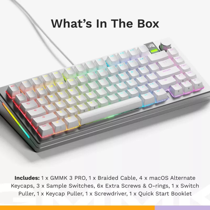 Mechaniczna Klawiatura Gamingowa GLORIOUS GMMK 3 PRO 75% Przewodowa USB QWERTY RGB Srebrna (US)