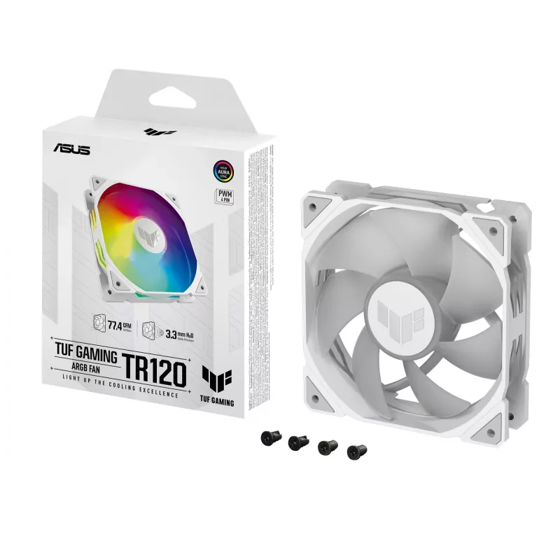 ASUS TUF GAMING TR120 ARGB 1-pack biały Computer case Air cooler 12 cm