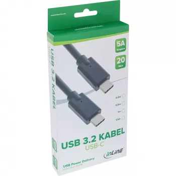 Kabel USB 3.2 Gen.2x2 InLine 35701A 1m USB-C męski/męski czarny