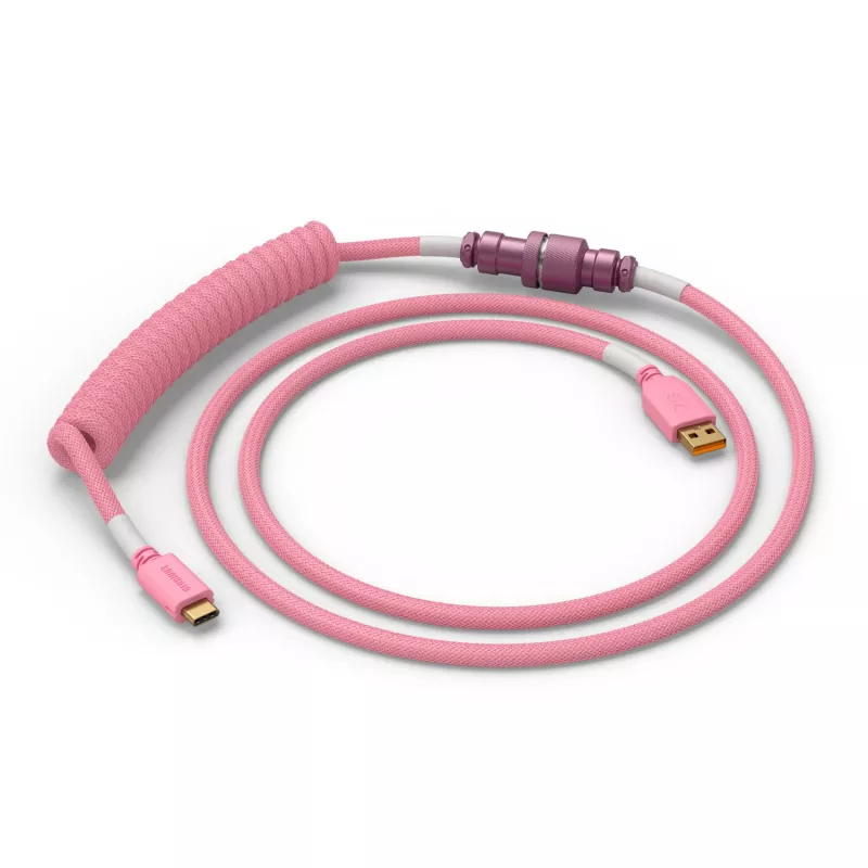 Kabel USB spiralny GLORIOUS GMMK Pixel Pink 1,5 m – odłączany kabel spiralny do klawiatur