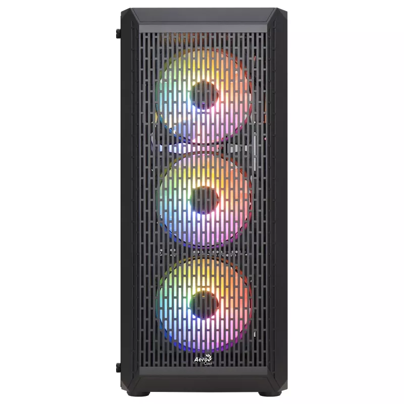 Aerocool BEAMBKV2 Gaming ATX Case 4 Fans 12cm FRGB Czarny, PC, Czarny, ATX, micro ATX, Mini-ITX, Gaming, niebieski, zielony, czerwony, Front, Side