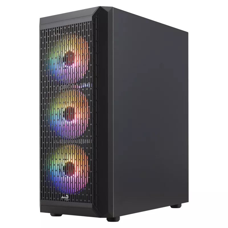 Aerocool BEAMBKV2 Gaming ATX Case 4 Fans 12cm FRGB Czarny, PC, Czarny, ATX, micro ATX, Mini-ITX, Gaming, niebieski, zielony, czerwony, Front, Side