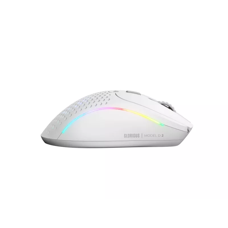 Glorious Gaming Glorious Model D 2 Wireless - Matowa Biel, Praworęczna, Bezprzewodowa RF, 19000 DPI, Biała