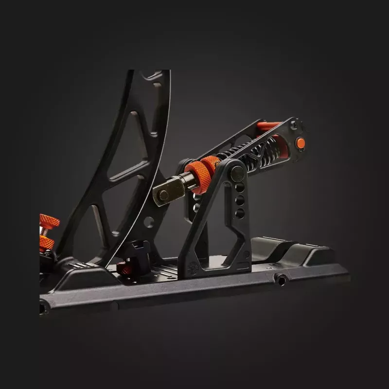 Asetek Gaming Pedals 40-010-0000002 — Przewodowe pedały do PC, obudowa aluminiowo-brązowa, kolory czarny/pomarańczowy/biały
