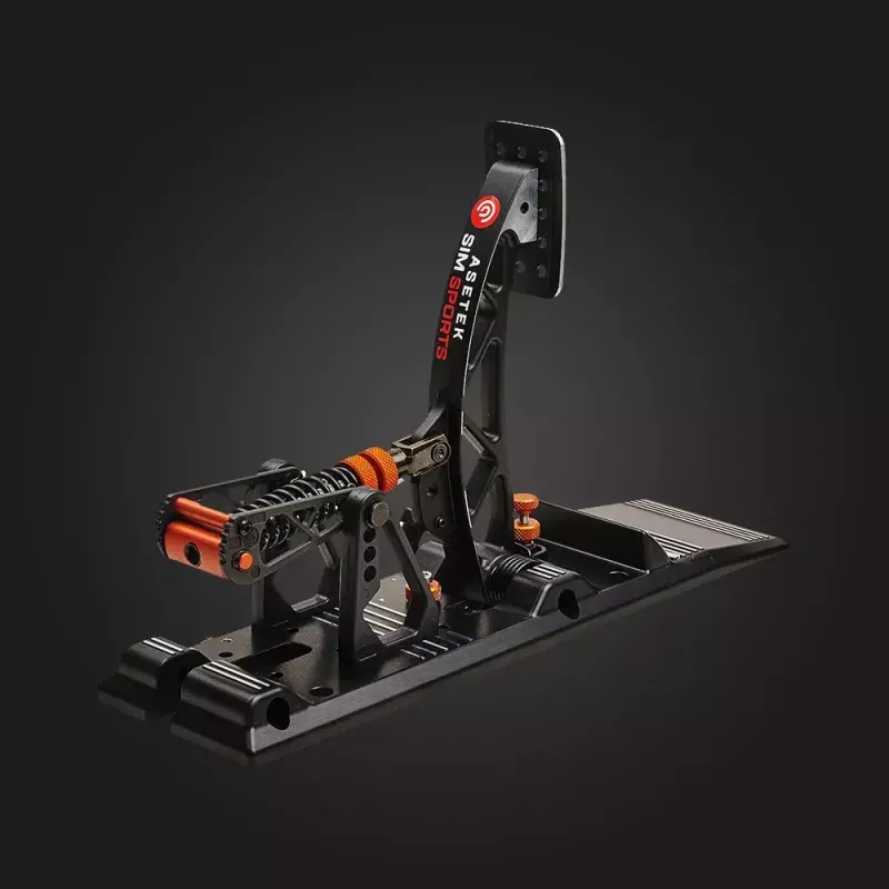 Asetek Gaming Pedals 40-010-0000002 — Przewodowe pedały do PC, obudowa aluminiowo-brązowa, kolory czarny/pomarańczowy/biały