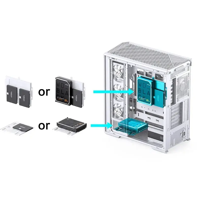 Obudowa komputerowa Jonsbo D400 Midi Tower ATX Szkło Hartowane - Biała