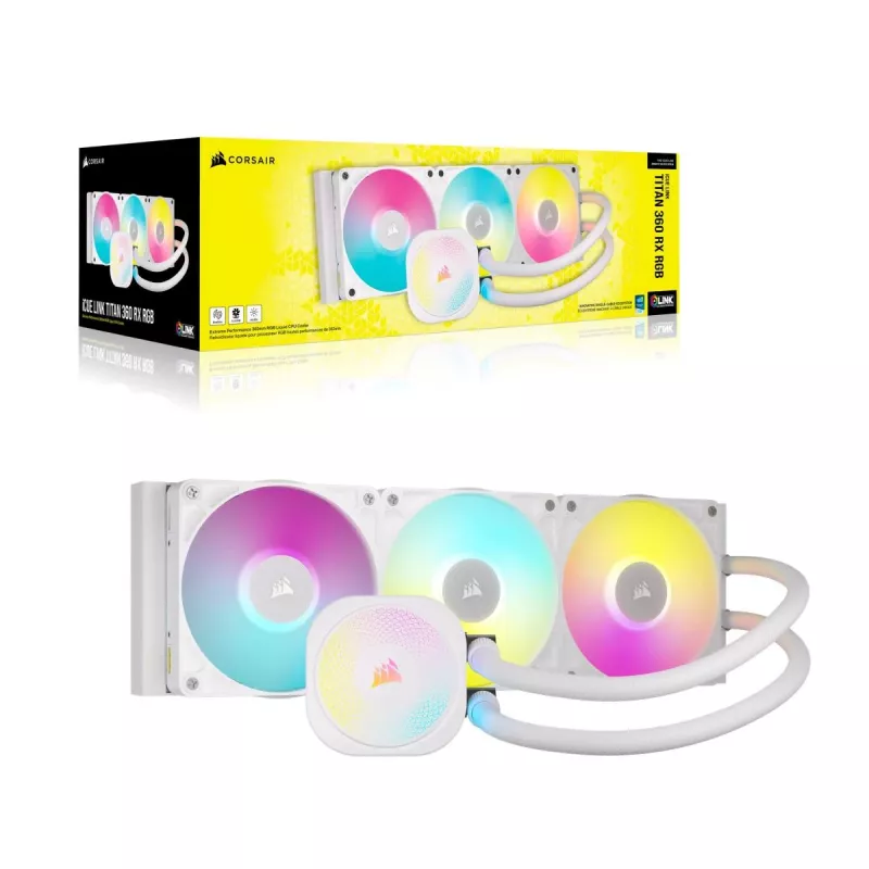 Chłodzenie CPU CORSAIR - Icue Link Titan 360 Rx RGB Aio chłodzenie cieczą - biały