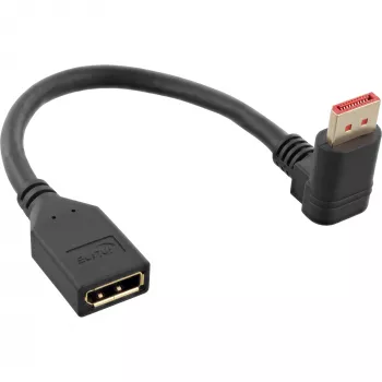 adapter kablowy InLine DisplayPort 1.4 M/F, 8K4K, kątowy skierowany w dół, czarny/pozłacane styki