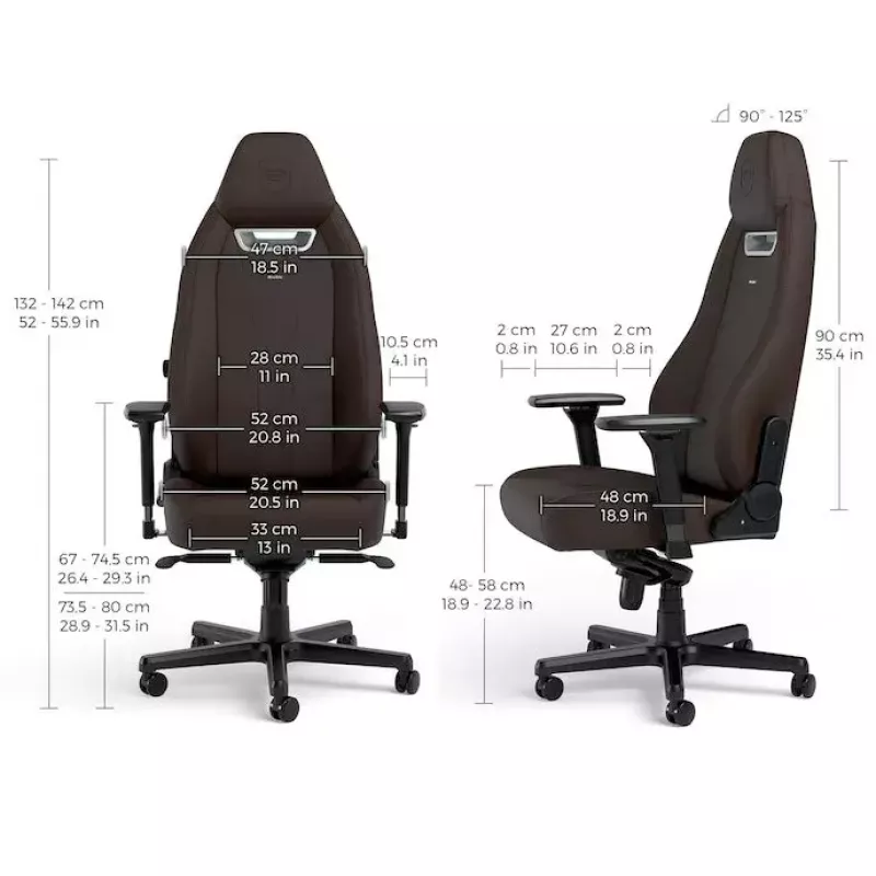 Fotel gamingowy noblechairs LEGEND — siedzisko wyściełane, brązowy, szerokość 520 mm, wysokość 132–142 cm, maksymalne obciążenie 150 kg