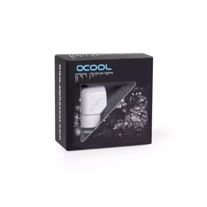 Zestaw montażowy Alphacool Eiszapfen Łącznik L obrotowy gwint zewnętrzny G1/4 na gwint wewnętrzny G1/4 biały