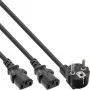 Kabel Y InLine 1x CEE 7/7 kątowy / 2x 3-pinowe wtyki IEC C13 męskie, 1,8 m