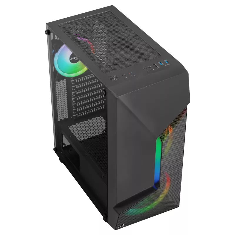 Aerocool SCAPEBKV3 Gaming ATX Case Front RGB LED Tempered Glass 3x ARGB Fans Czarny