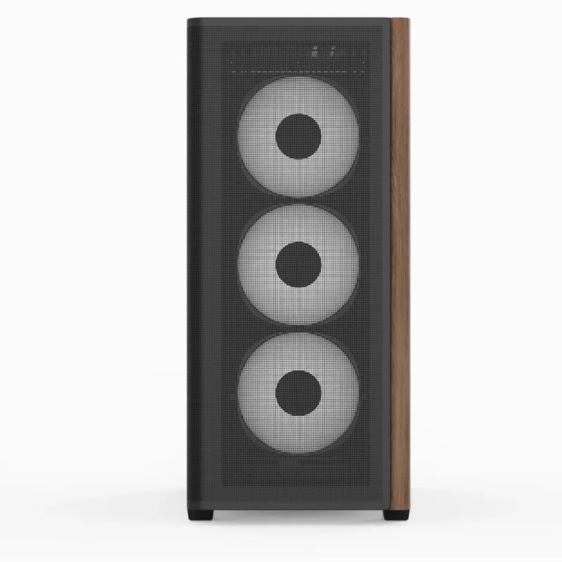 Aerocool D501A Midi Tower Czarny, Drewno