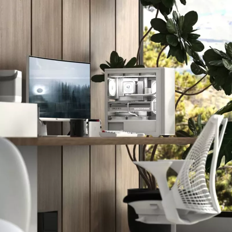 Aerocool D501A Midi Tower Czarny, Drewno
