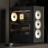 Aerocool D501A Midi Tower Czarny, Drewno