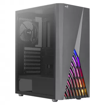 Aerocool DELTABKV1 ATX PC Case RGB Front Full Side Window 12cm Fan Czarny