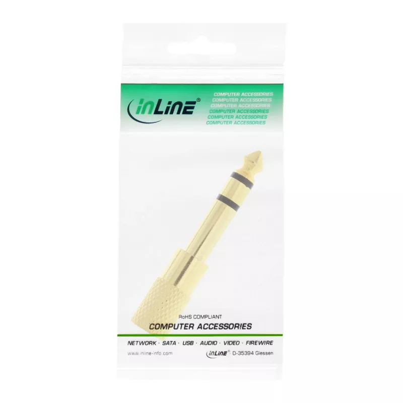 Adapter audio InLine 6,3mm męski / 3,5mm żeński stereo, pozłacany, metalowy