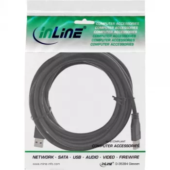 InLine USB 3.2 Gen.1 kabel Type A male / A male, Czarny, 5m