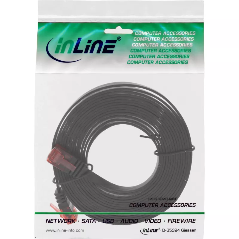 InLine płaski Ultraslim Patch kabel U/UTP Cat.6 Gigabit ready czarny 1 m