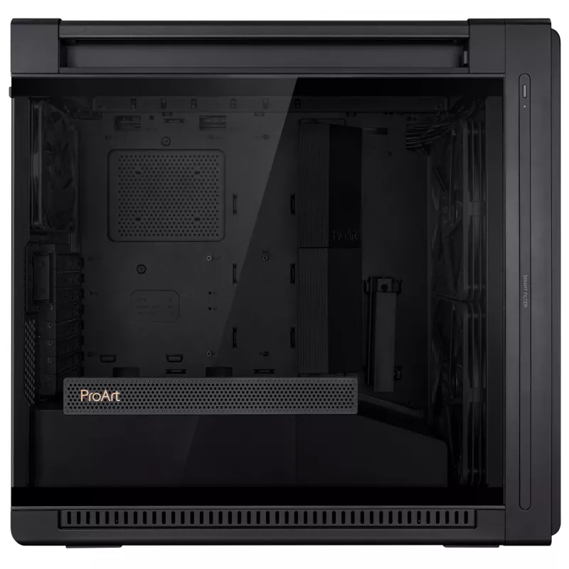 Obudowa PC ASUS ProArt PA602 Midi Tower Czarna — obsługa ATX/EATX, szkło hartowane, 2x wentylatory 200 mm z przodu, chłodnica 360 mm na górze, GPU do 450 mm