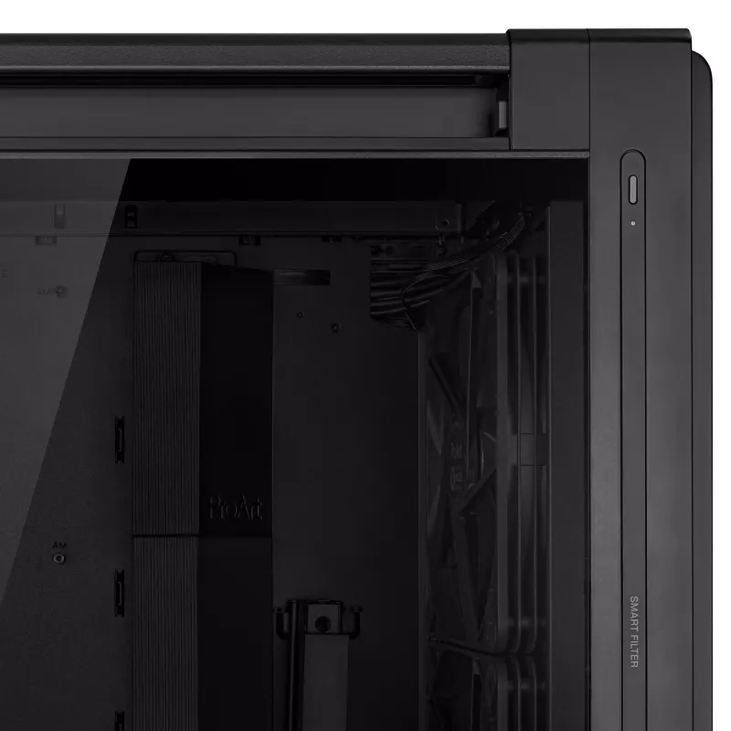 Obudowa PC ASUS ProArt PA602 Midi Tower Czarna — obsługa ATX/EATX, szkło hartowane, 2x wentylatory 200 mm z przodu, chłodnica 360 mm na górze, GPU do 450 mm