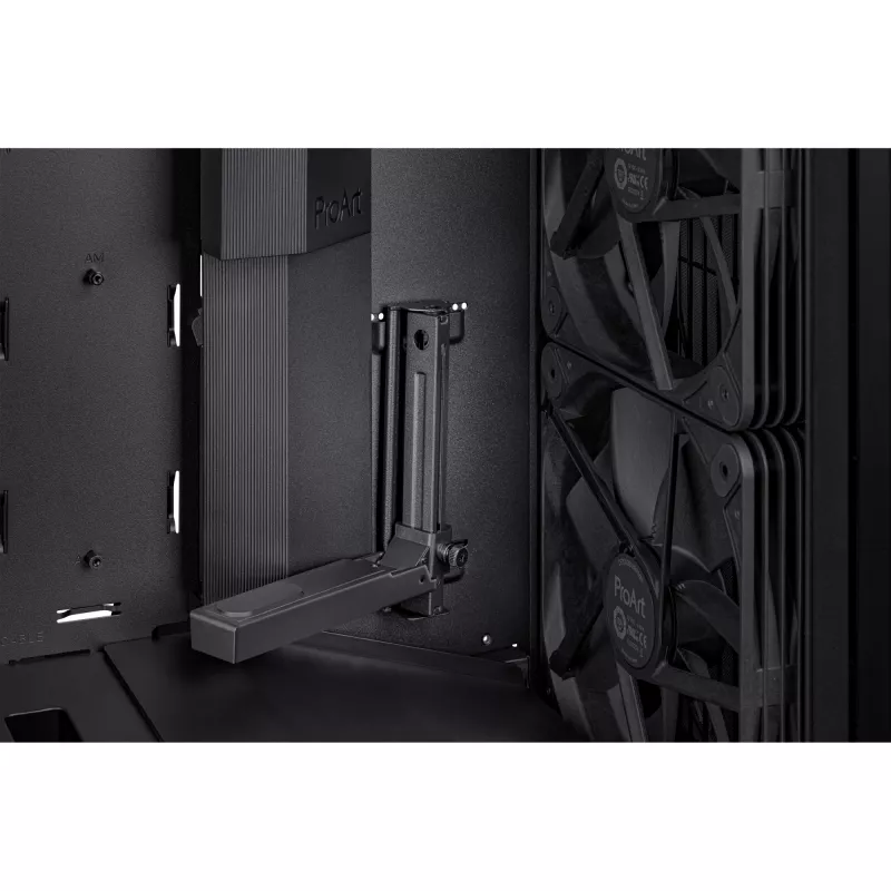 Obudowa PC ASUS ProArt PA602 Midi Tower Czarna — obsługa ATX/EATX, szkło hartowane, 2x wentylatory 200 mm z przodu, chłodnica 360 mm na górze, GPU do 450 mm
