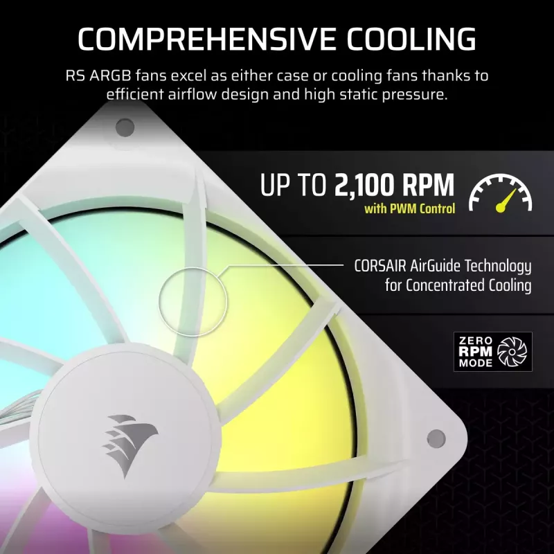 Wentylator Corsair RS120 ARGB 12 cm biały 420-2100 obr./min 3 szt.
