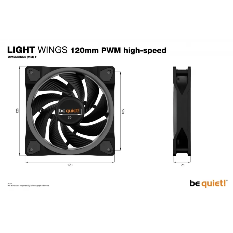 be quiet! Light Wings 120mm ARGB PWM High Speed Fan Czarny