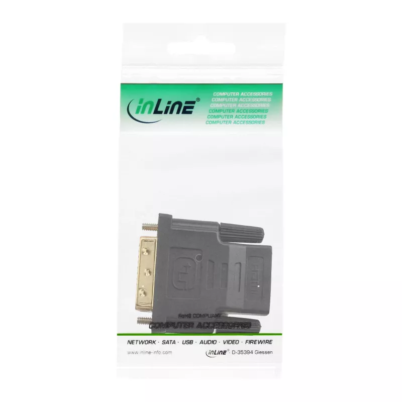 Adapter InLine HDMI na DVI żeński / męski pozłacany, 4K2K