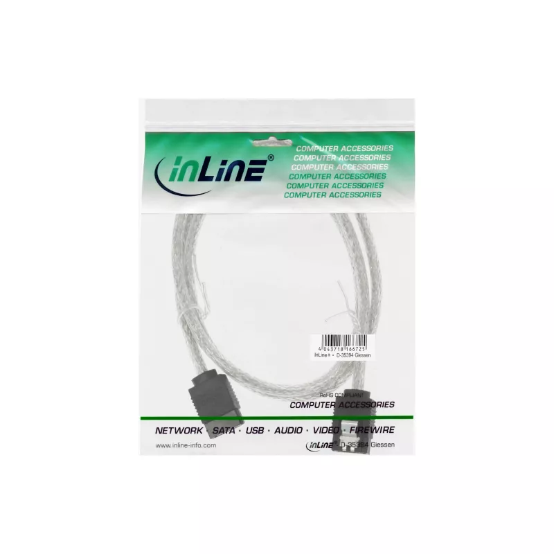 InLine Kabel SATA 6 Gb/s okrągły z zatrzaskami 0,5 m