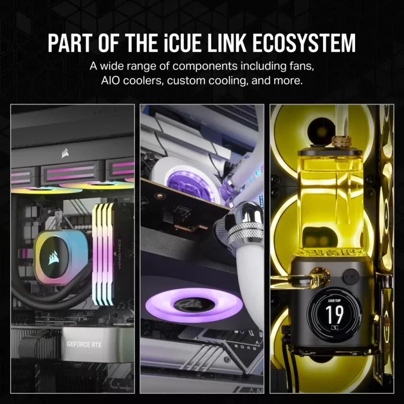Wentylator Corsair iCUE LINK RX140 RGB 14 cm Czarny 300-1700 RPM Łożysko magnetyczne