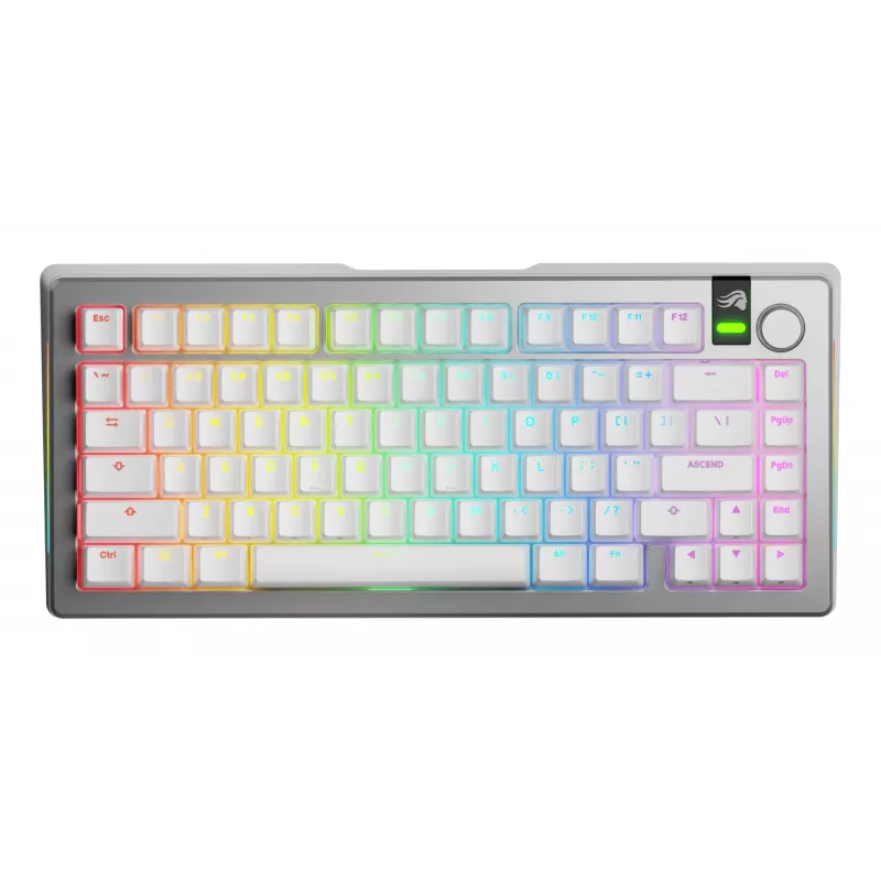 Klawiatura mechaniczna GLORIOUS GMMK 3 PRO 75% Prebuilt Wireless, USB + RF + Bluetooth, QWERTY, Srebrna