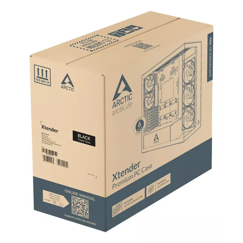 ARCTIC Xtender VG (Black) Premium E-ATX PC Case z pionowym montażem GPU