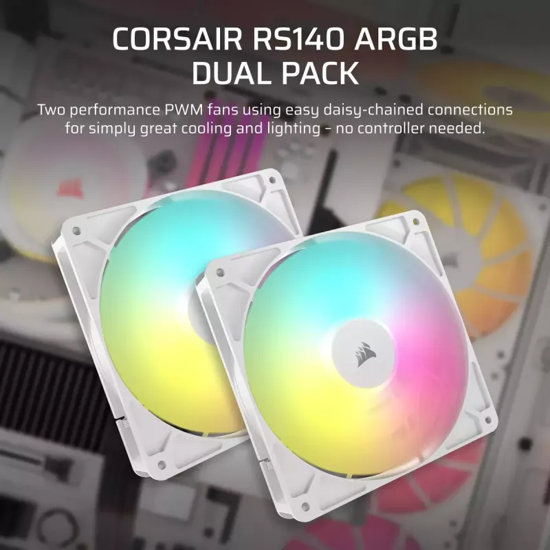 Wentylator Corsair RS140 ARGB 14 cm biały 330-1700 obr./min