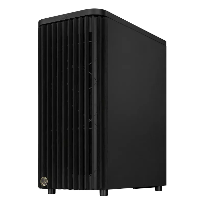 Obudowa PC ASUS ProArt PA401 Wood TG PWM Tower Czarny — ATX, hartowane szkło, 2 wentylatory przednie 160 mm, USB-C, obsługa GPU 31,5 cm