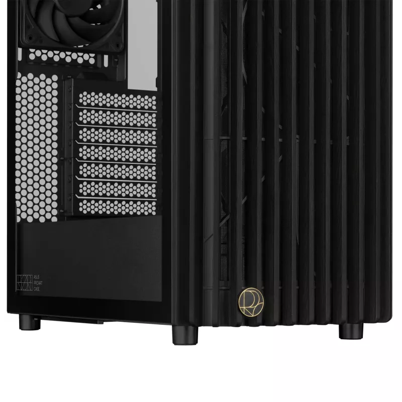 Obudowa PC ASUS ProArt PA401 Wood TG PWM Tower Czarny — ATX, hartowane szkło, 2 wentylatory przednie 160 mm, USB-C, obsługa GPU 31,5 cm