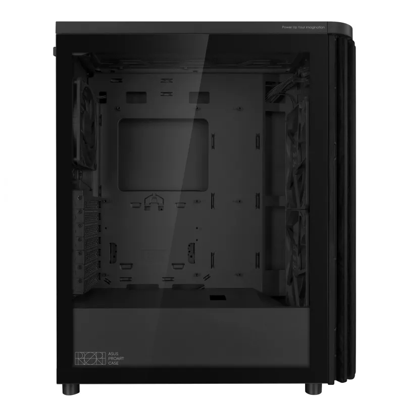 Obudowa PC ASUS ProArt PA401 Wood TG PWM Tower Czarny — ATX, hartowane szkło, 2 wentylatory przednie 160 mm, USB-C, obsługa GPU 31,5 cm