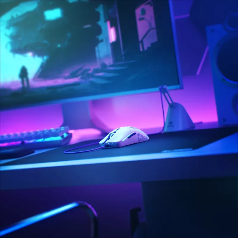 Mysz Glorious Gaming Model O- Regularna (Biała), dla praworęcznych, optyczna, USB Typ-A, 3200 DPI, biała