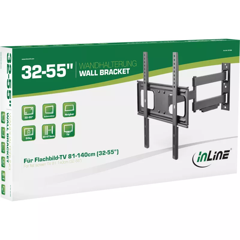 Uchwyt ścienny InLine do wyświetlaczy 81–140 cm 32–55 cali maks. 50 kg