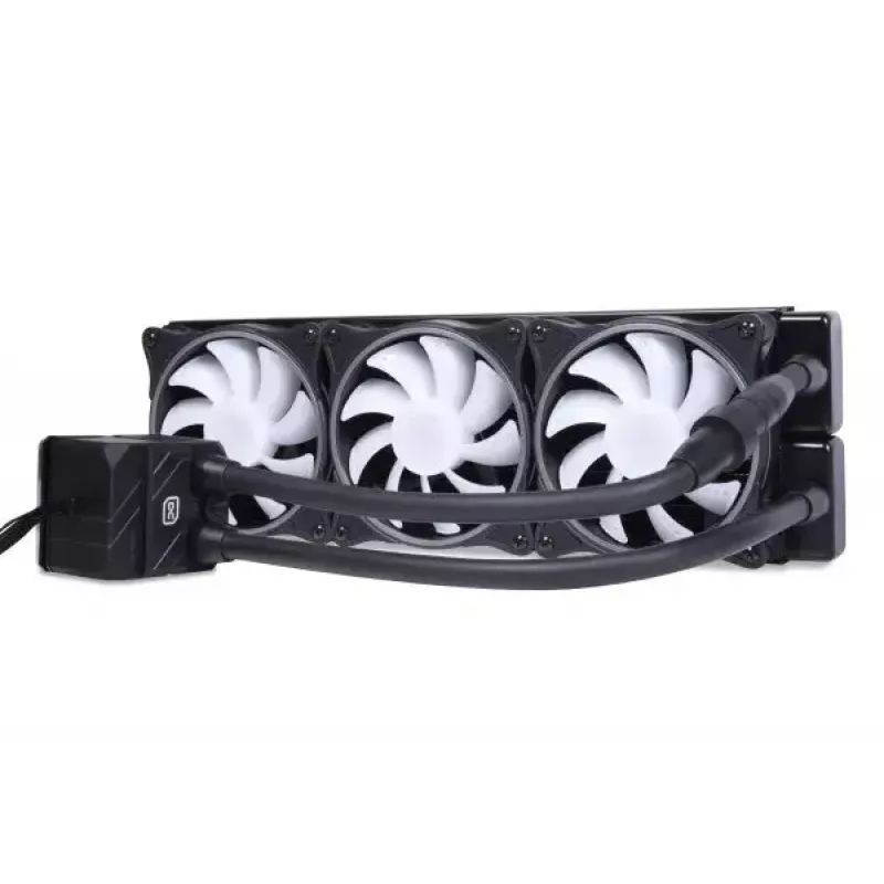 Zestaw chłodzenia cieczą All-in-one Alphacool 13074 — wentylatory 120 mm, 3 wentylatory, 2500 RPM, rurki 40 cm, miedziany radiator, wielokolorowe LED, czarny