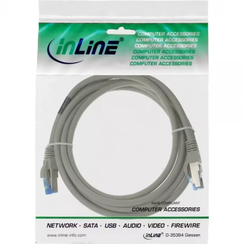 InLine Patch kabel S/FTP PiMF Cat.6A halogen free 500MHz szary 1m