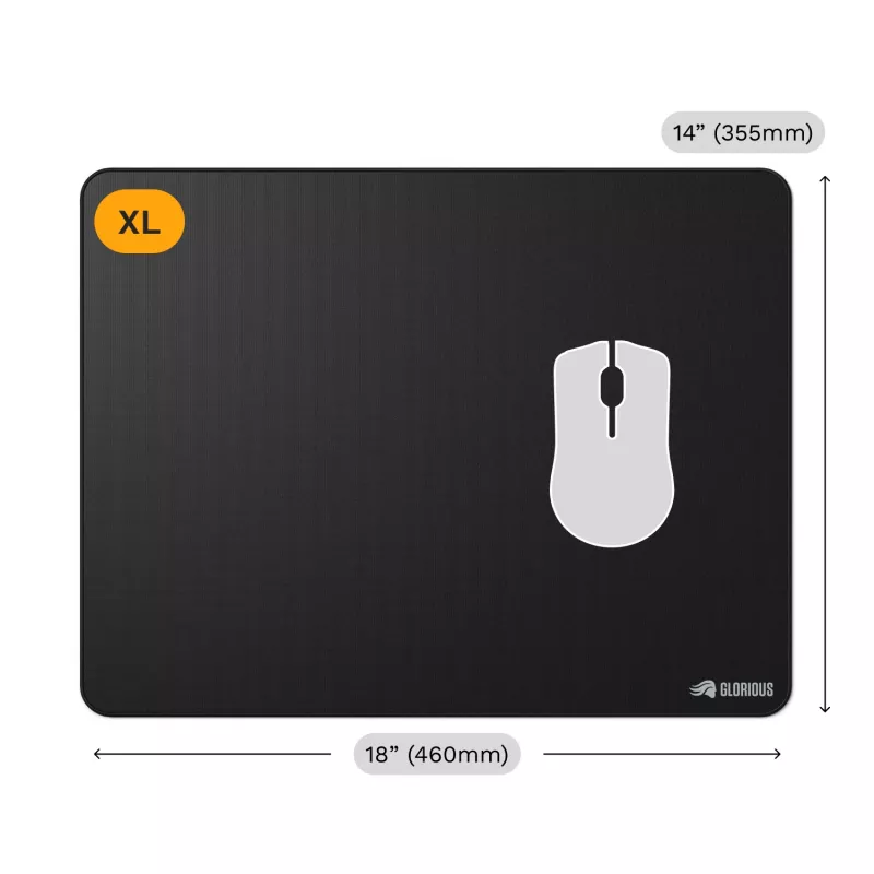 Glorious Gaming Glorious mysz Pad 2 XL - Szyte krawędzie - Czarny, Czarny, Monochromatyczny, Tkanina, Guma, Antypoślizgowa podstawa, Podkładka pod mysz do gier